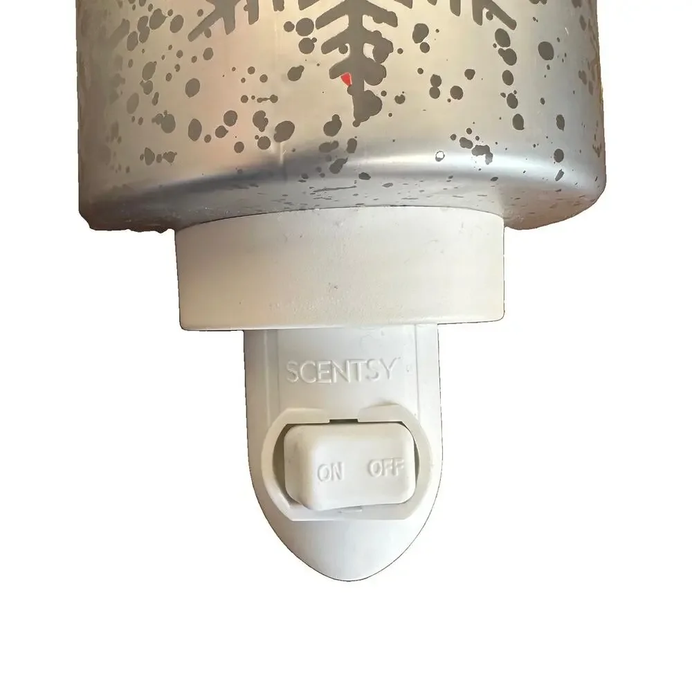 Scentsy Home Silver Falling Snowflakes Wall Plug In Mini Wax Warmer Night Light
